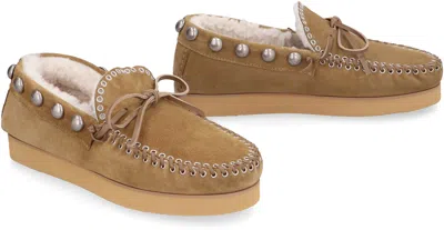 Isabel Marant Studded Suede Loafers Moccasin Stitching