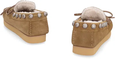 Isabel Marant Studded Suede Loafers Moccasin Stitching