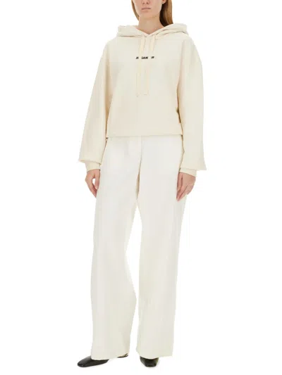 Jil Sander Cotton Hooded Sweatshirt In Neutral
