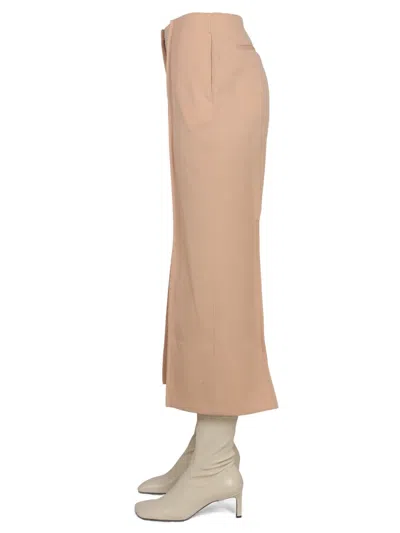 Jil Sander Wool Trousers With Slits And High Waist In Nude