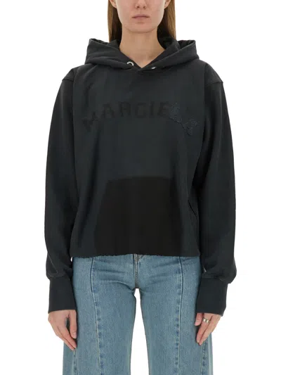 Maison Margiela Embroidered Logo Jersey Cropped Hoodie