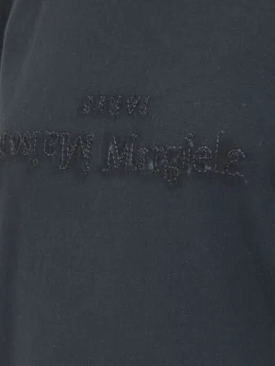 Maison Margiela Womens Washed Black Brand-embroidered Faded-wash Cotton-jersey T-shirt