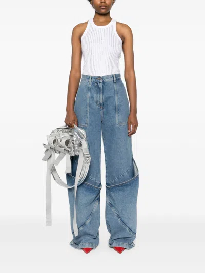 Attico Sky Blue Baggy Jeans With Large Pockets
