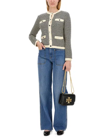 Tory Burch Kendra Contrasting-trim Striped Cardigan