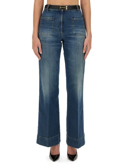 Victoria Beckham Straight Trousers With Belt Loops And Pockets