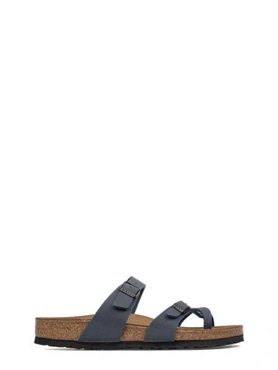 Shop Birkenstock Dark Blue Nappa Leather Double Bands Sandal With Buckles Closure