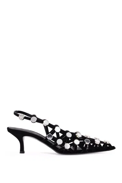 Attico The  Black Open Lattice Design Low-heeled Shoes In Black
