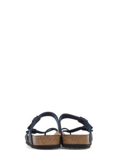 Shop Birkenstock Dark Blue Nappa Leather Double Bands Sandal With Buckles Closure