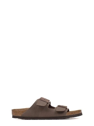 Shop Birkenstock Brown Nappa Leather Double Bands Sandal With Buckles Closure In Moro
