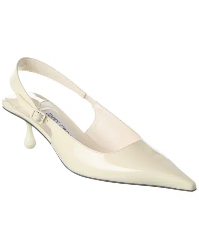 Jimmy Choo Pointed Toe Kitten Heel Leather Pumps In White