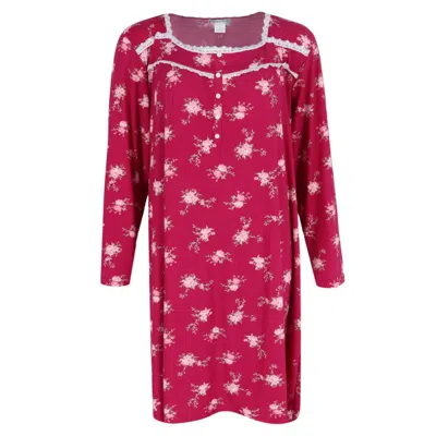 Elegant Emily Women's Floral Lace Long Sleeve Sleep Gown In White