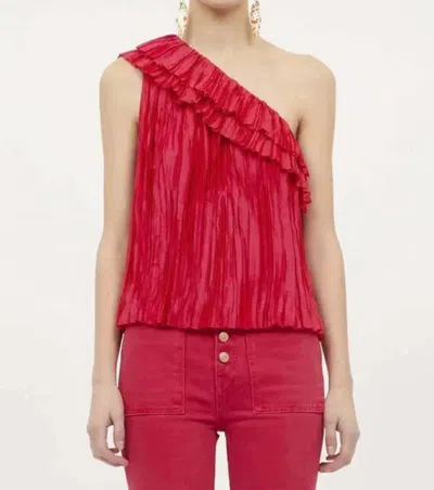Ulla Johnson Ravenna Sleeveless One-shoulder Ruffle Top In Pink