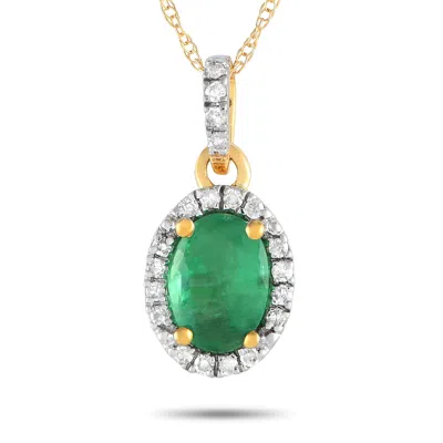 Shop Lb Exclusive 14k Yellow Gold 0.06ct Diamond And Emerald Pendant Necklace Pd4-16075yem