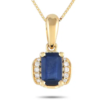 Shop Lb Exclusive 14k Yellow Gold 0.03ct Diamond And Sapphire Pendant Necklace Pd4-16049ysa