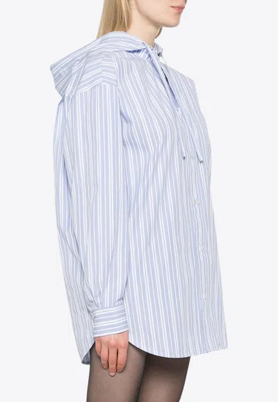 Meryll Rogge Striped Hooded Shirt In Light Blue