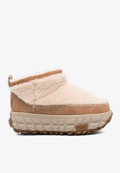 Ugg Venture Daze Cozy Shearling Flatform Shoes In Beige