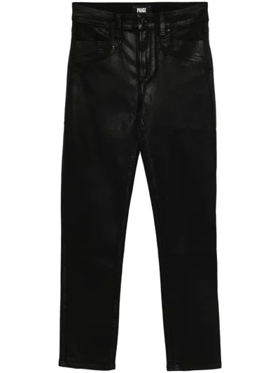 Paige Gemma Leather-like Skinny Jeans Clothing In Black Fog