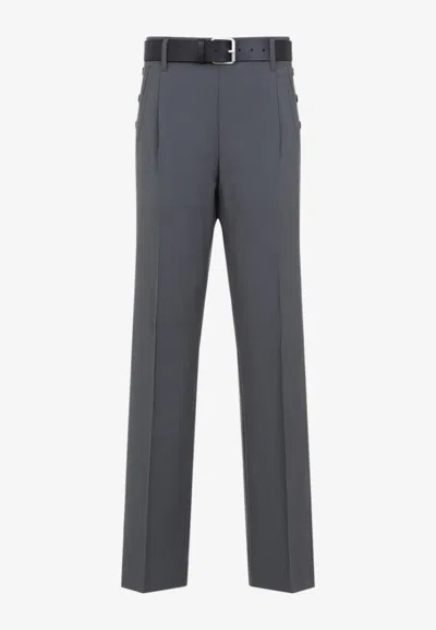 Moschino Cotton Pants With Belt Loops And Button Detailing In Gray