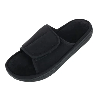 Isotoner Jared Mens Fleece Slip On Slide Slippers In Black