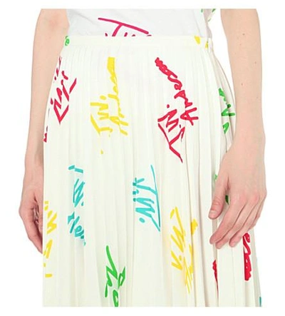 Shop Jw Anderson Signature-print Pleated Skirt In White Multi