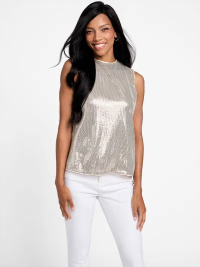 Guess Factory Margot Sequin Top In Silver
