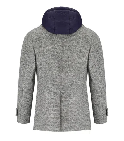 Bob Iver Melange Grey Double-breasted Coat In Gray