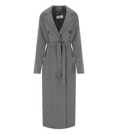 Elisabetta Franchi Emblem-embroidered Fine-knit Coat