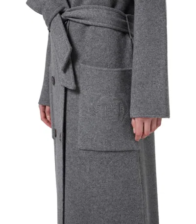 Elisabetta Franchi Emblem-embroidered Fine-knit Coat