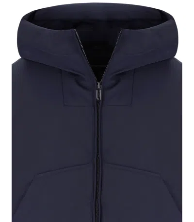 Emporio Armani Blue Navy Hooded Down Jacket In Blue