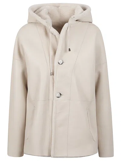 Enes Off White Sofia Hooded Jacket In Neutral