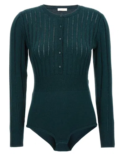 Eres Ribbed Crew Neck Bodysuit With Long Sleeves