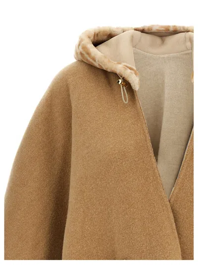 Fendi Poncho Fringed Hooded Front Pockets