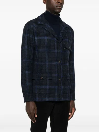 Finamore 1925 Napoli Wool Single-breasted Jacket In Blue