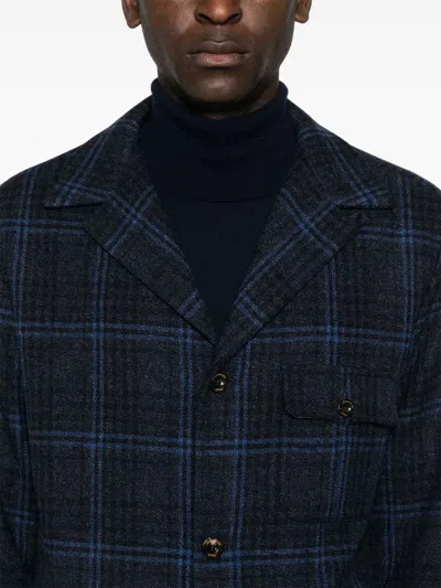 Finamore 1925 Napoli Wool Single-breasted Jacket In Blue