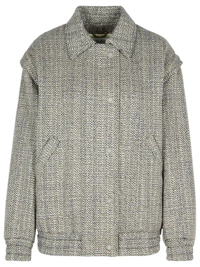 Golden Goose Grey Wool Blend Bomber Jacket