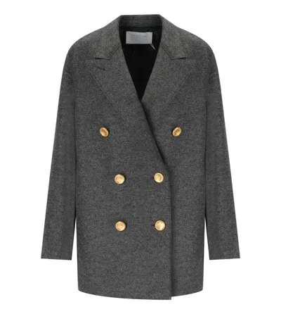 Harris Wharf London Anthracite Grey Double-breasted Caban In Gray