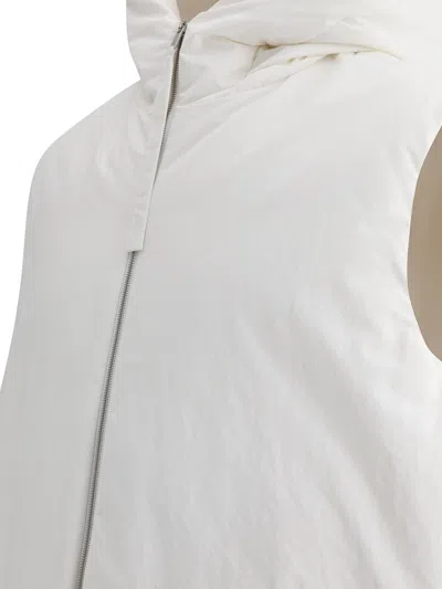 Jil Sander Padded Sleeveless Jacket With High Collar And Zip Closure In White