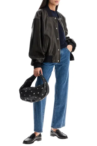 Khaite Olivia Medium Grommet Pebbled Calfskin Hobo Bag