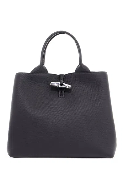 Longchamp Leather Tote Bags In Black