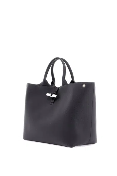 Longchamp Leather Tote Bags In Black