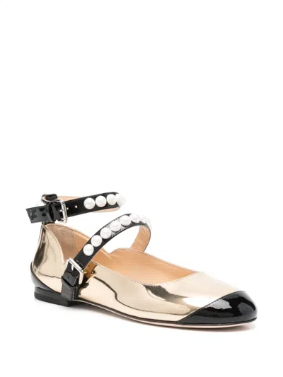Mach&mach Leather Ballet Flats Stud Detailing