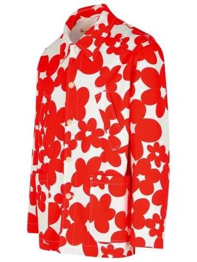 Marni Cotton Jacket With Collared Neck And Floral Pattern