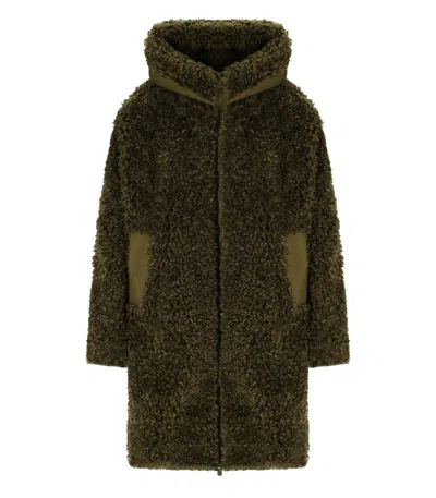 Save The Duck Angelica Faux Shearling Coat In Green