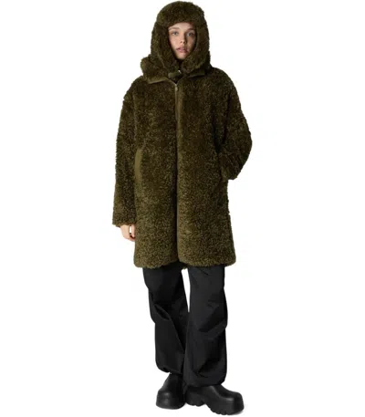 Save The Duck Angelica Faux Shearling Coat In Green