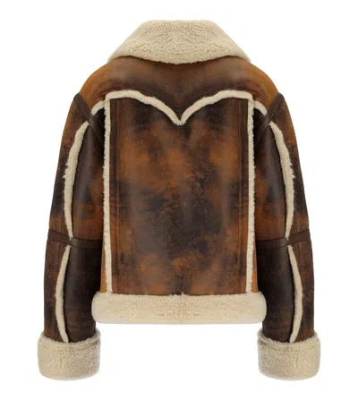 Stand Studio Lessie Faux Shearling Jacket In Brown