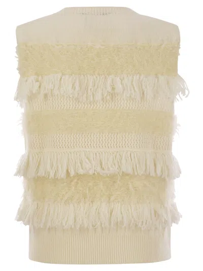 Vanisé Wool And Cashmere Blend Sleeveless Jumper In Butter