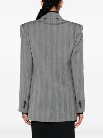 Sportmax Fashion Wool Double Breasted Jacket In Grey