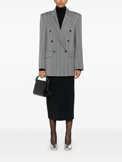Sportmax Fashion Wool Double Breasted Jacket In Grey