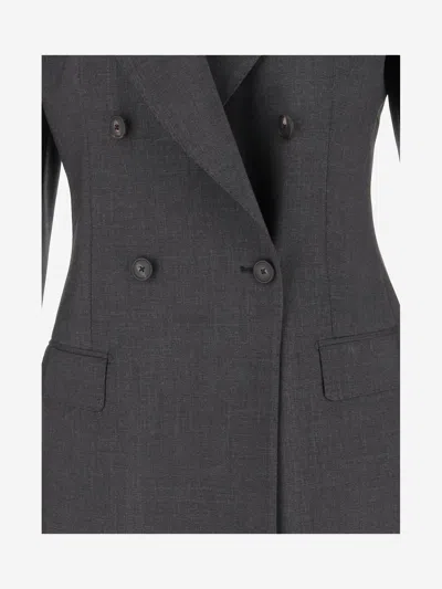 Tagliatore Stretch Wool Double-breasted Jacket In Grey