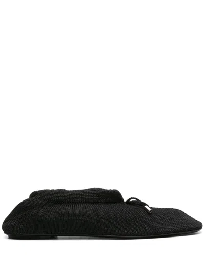 Totême The Gathered Satin Ballet Flats In Black